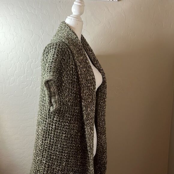 ANGELENO thick green knit cardigan sweater drop shoulder sleeveless size large - Picture 6 of 10